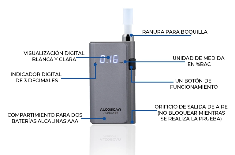 alcoholímetro AL8800BT-1 especificaciones técnicas