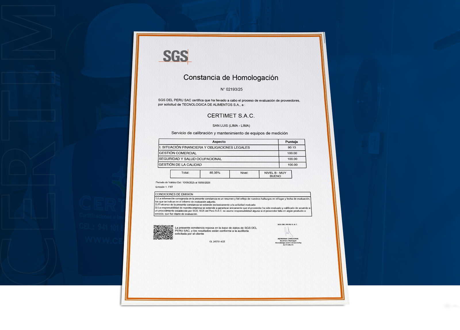 HOMOLOGACIÓN SGS CERTIMET HOMOLOGACIÓN SGS CERTIMET