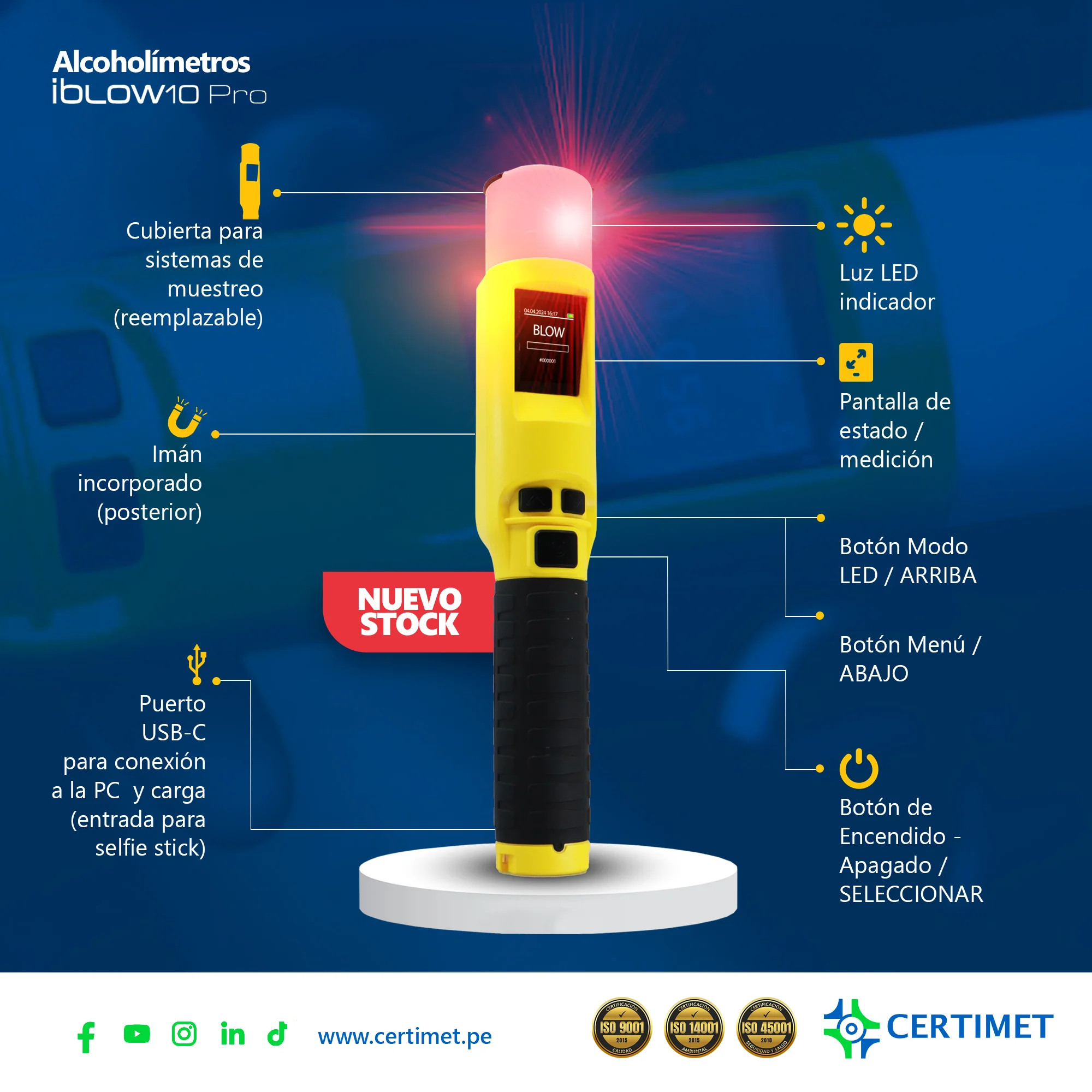 iBlow 10 PRO-Calibración profesional de Alcoholímetros para resultados precisos_Alcoholímetro-peru-CERTIMET