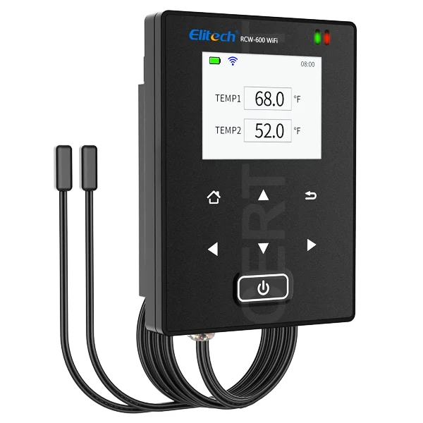 1-Registrador de datos de temperatura inalámbrico WIFI con 2 sensores de temperatura externos de 5 metros, ELITECH RCW-600_CERTIMET 1-Registrador de datos de temperatura inalámbrico WIFI con 2 sensores de temperatura externos de 5 metros, ELITECH RCW-600_CERTIMET