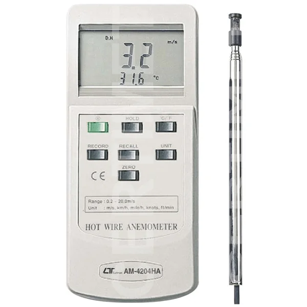 1-Anemómetro de hilo caliente, velocidad, y temperatura LUTRON AM-4204HA_CERTIMET 1-Anemómetro de hilo caliente, velocidad, y temperatura LUTRON AM-4204HA_CERTIMET