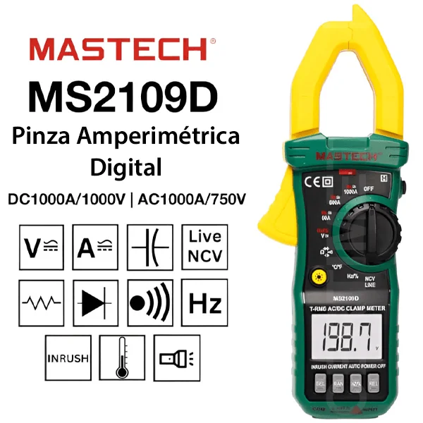 2-Pinzas Amperimétricas Digital MASTECH MS2109D_CERTIMET